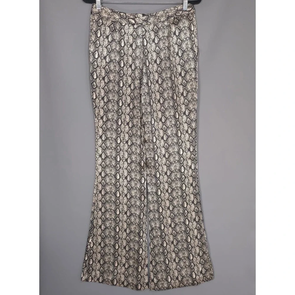 ZARA New Trousers Pants MEDIUM Snake Print Flared Boot HighRise Flowing 7484/231